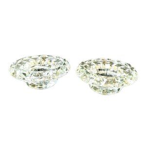 FACETED CRYSTAL ROUND PAIR OF VOTIVE OR TEA CANDLE HOLDERS 63h